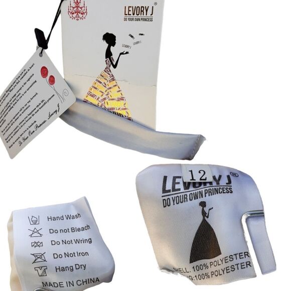 Levory J NWT Cream with Grey Lace Covering. Prom Dress. Size 12 - Picture 2 of 3